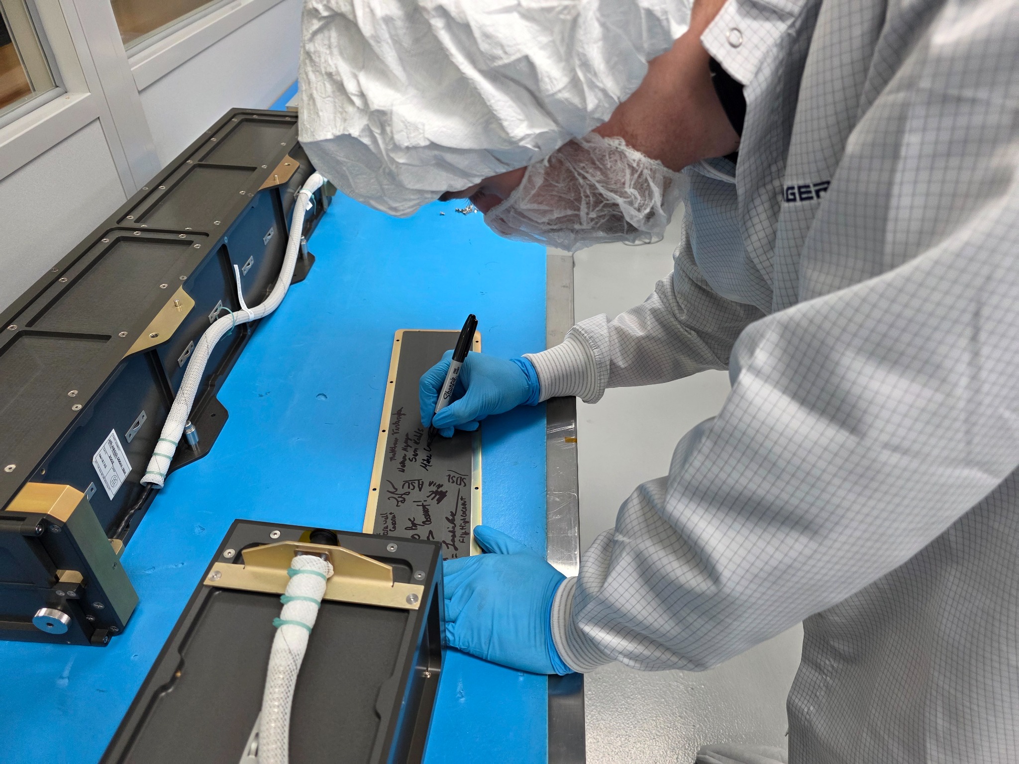 Cleanroom integration work on space hardware